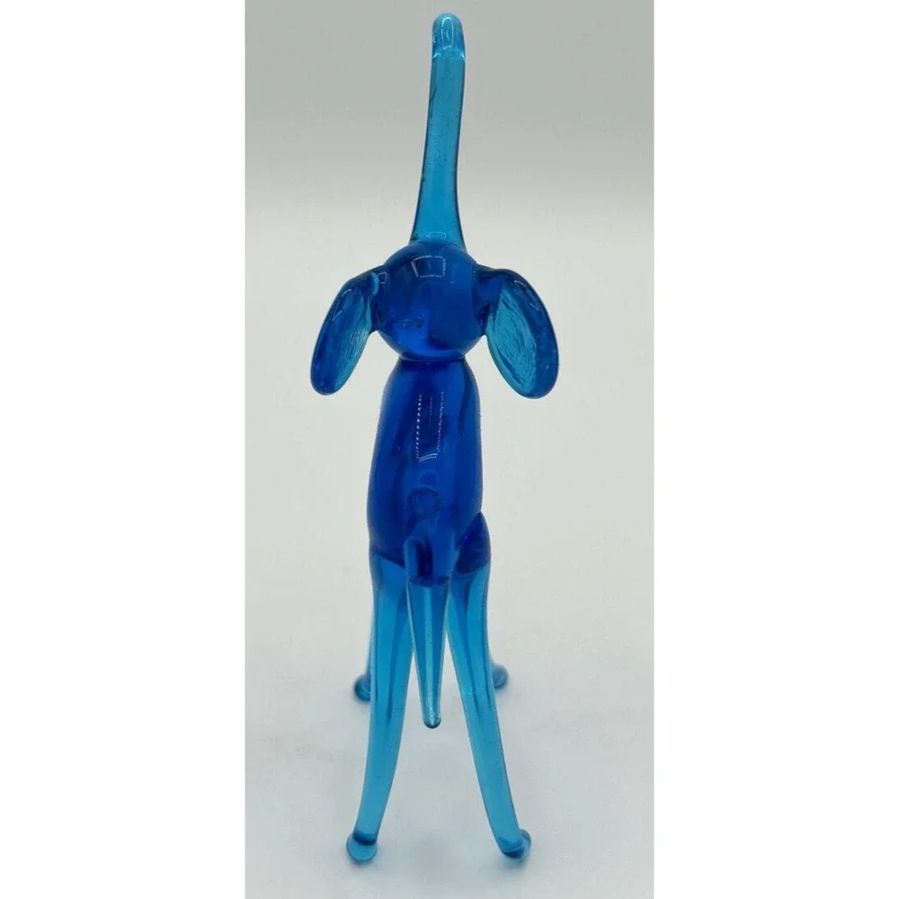 Vintage Blown Glass Blue Elephant Figurine 4.5